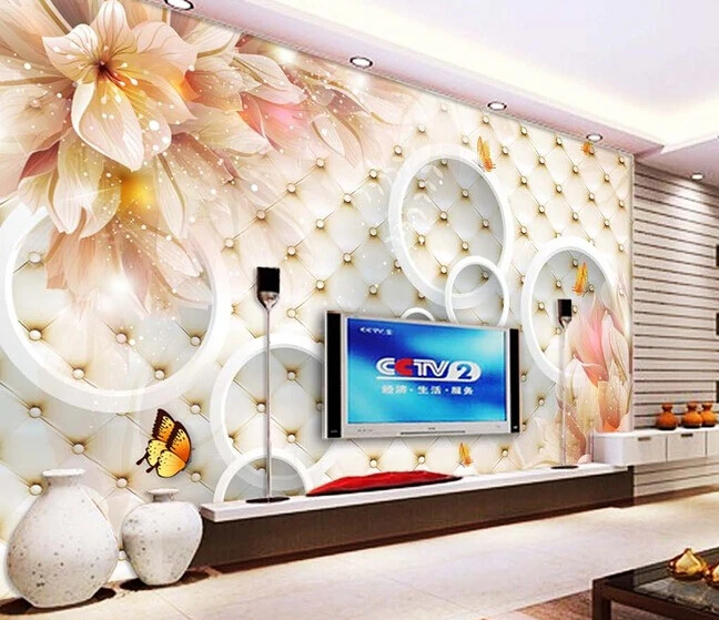 

3d wallpaper custom mural non-woven wall sticker Leather soft package setting wall flowers painting photo wallpaper for walls 3d