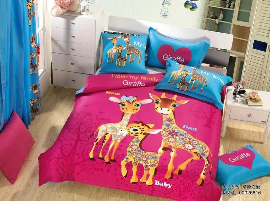 Cute Giraffe Bedding Set Quilt Duvet Covers Sheets Kids Deer Bed In A