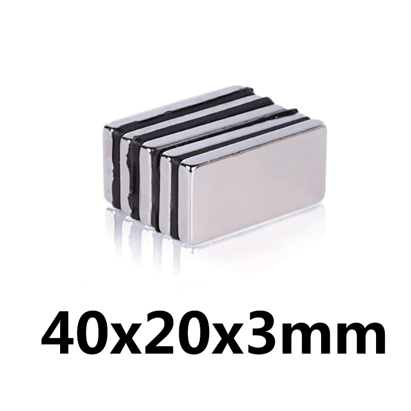

2PC 40 x 20 x 3 mm Square Block Long Bar Super Strong Magnet Rare Earth Neodymium Permanent Magnets N35 Powerful