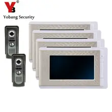 YobangSecurity 7 Inch Color LCD Villa Video Door Phone Doorbell Intercom Entry System Kit 4-Monitor 2-Camera House Gate Intercom