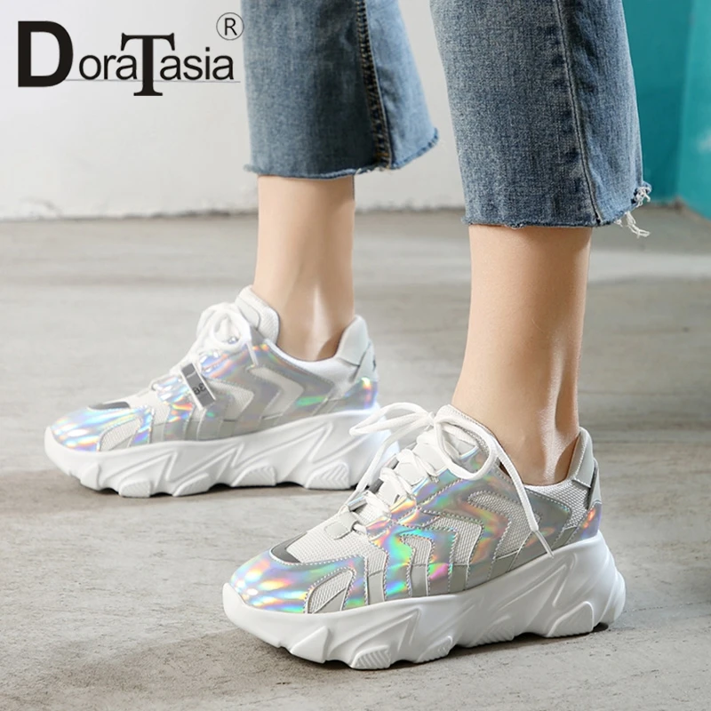 

DORATASIA Brand New Luxury Dad Shoes Lace Up Flat Platform Shoes Woman Casual Party Hot Sale Spring Autumn Flats Footwear