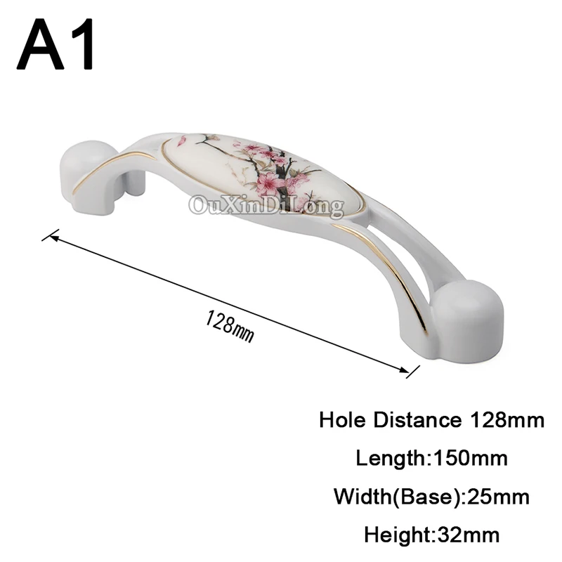 Топ спроектированный 10 шт Европейская керамическая печать кухонный шкаф дверные ручки шкаф ручки для комода или шкафа с ящиками ручки и ручки - Цвет: A1
