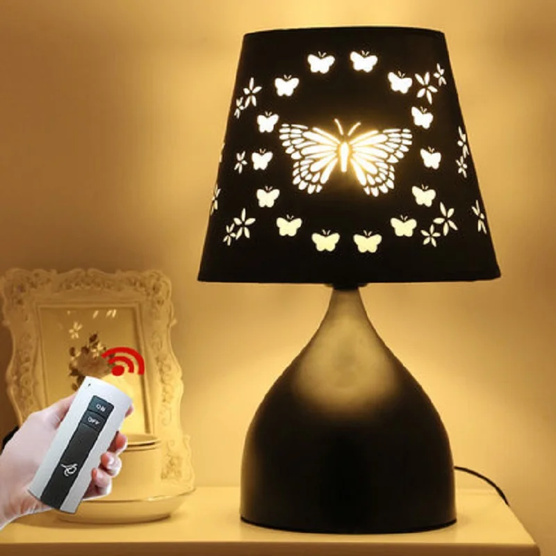 

Hollow Butterfly LED Table Lights Remote Touch Dimming Knob Switch Luminary Bedside Bedroom Learning Desktop Decoration Lighting