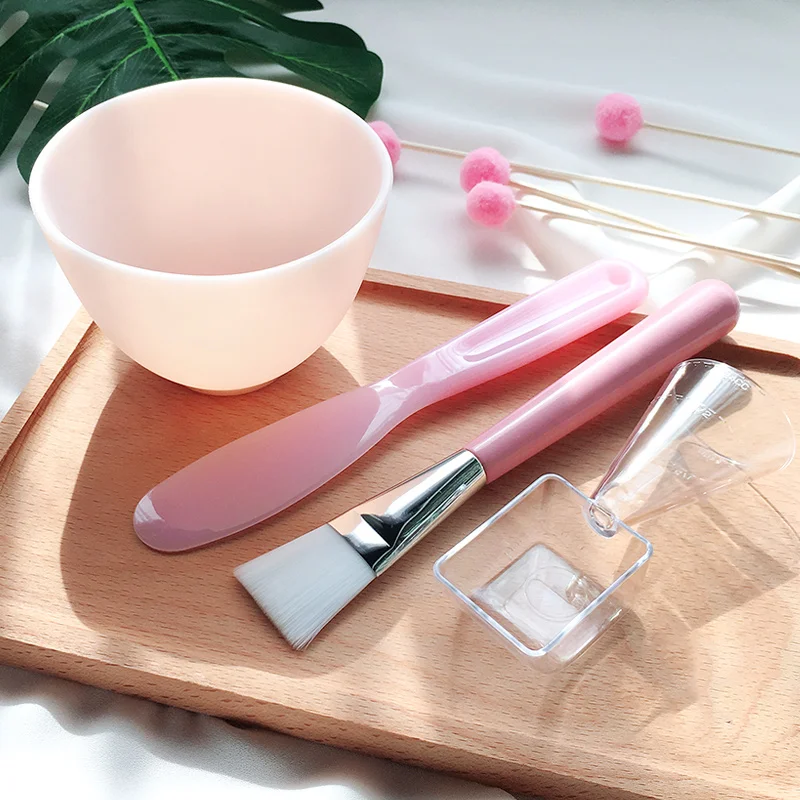 DIY миска для маски для лица косметический инструмент красота силикагель мягкая миска палочка для перемешивания Маска кисть мерная ложка набор инструментов для макияжа 4в1