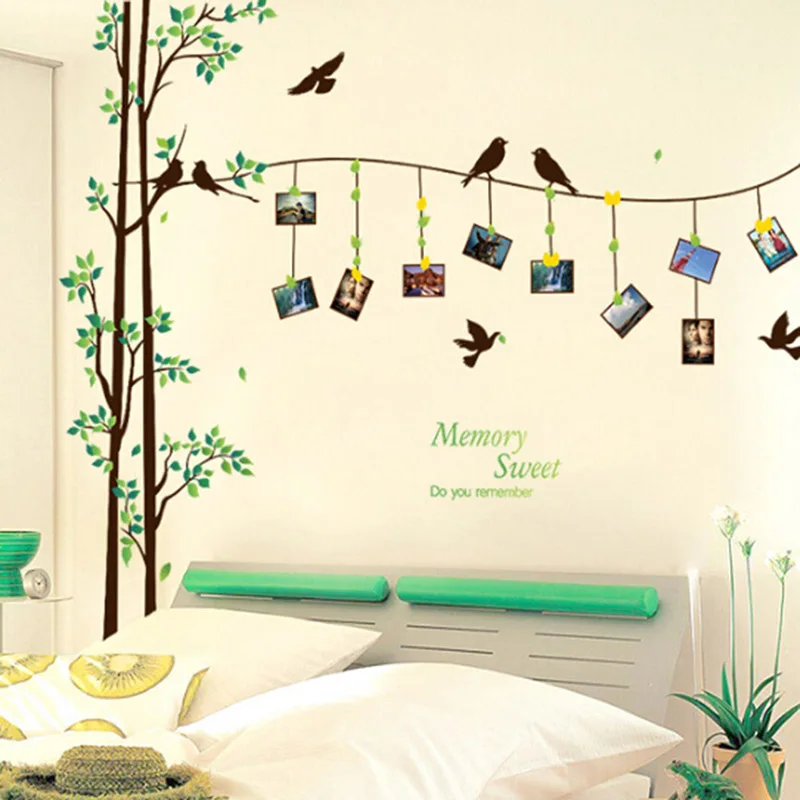 Bird Photo Frame Photo Tree Large Wall Sticker flying birds photo frame