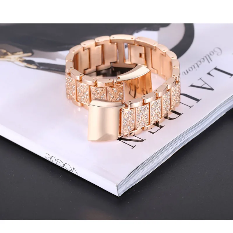 

Replacement Metal Bands with Rhinestone Bling Adjustable Bracelet For Fitbit Charge 2 XIN-Shipping