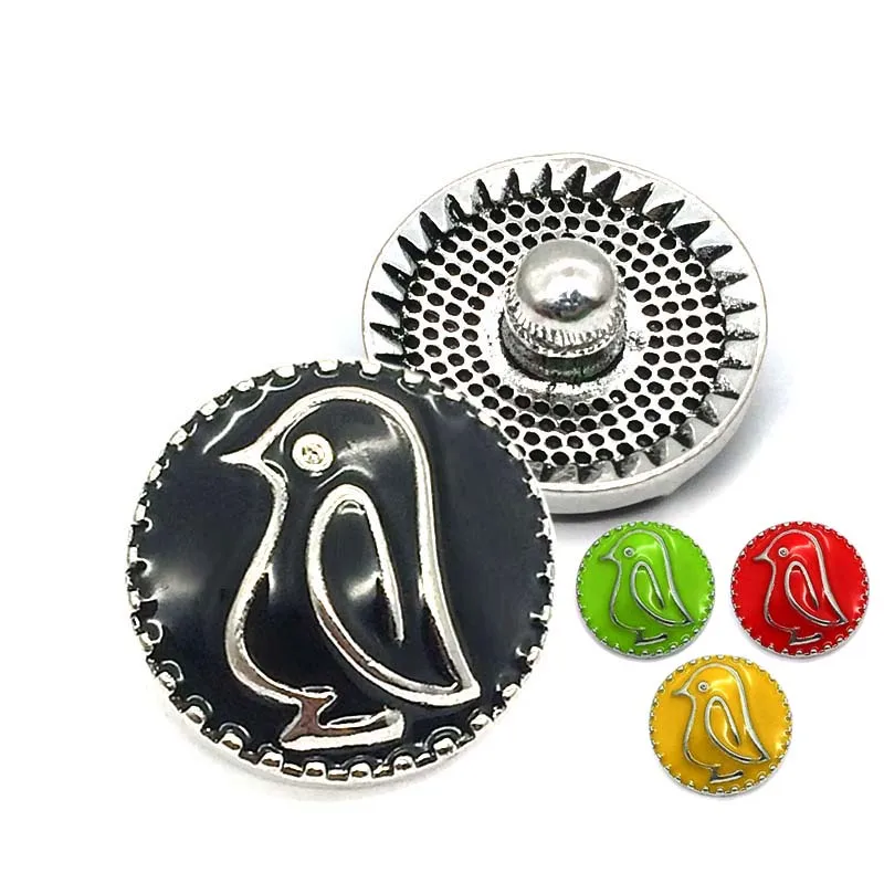 

High quality 073 bird 18mm rhinestone metal button for snap button Bracelet Necklace Jewelry For Women Silver jewelry