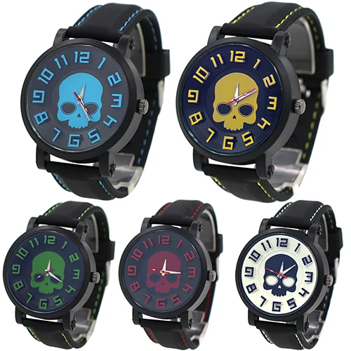 

2018 Fashion Sports Men's Watch Silicone Skull Punk Quartz Wrist Watch For Men Wristwatch