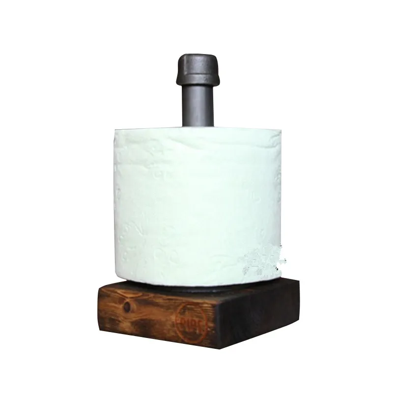 

Bathroom Shelves Industrial Retro Iron Toilet Paper Holder Hotel Roll Paper Hanging Rack Wooden Shelf Hotel Office Vintage Wood