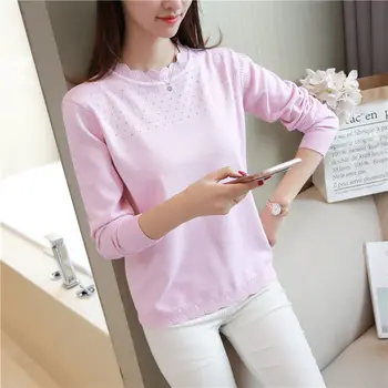 

2017 autumn new fashion hollow sleeve head lace sweater shirt