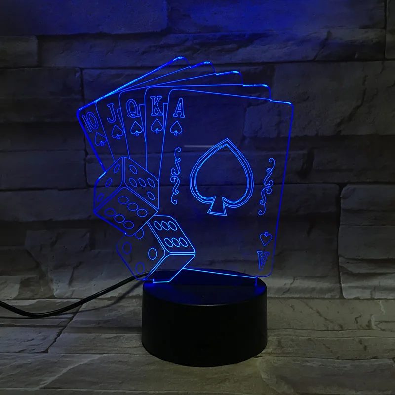 

Magic Poker Shaped Bedroom Night Light 3D LED USB Multicolor Decorative Game party Lighting Cable Home Atmosphere Table Lamp