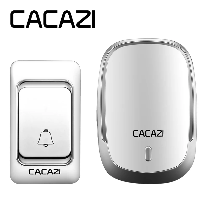 

CACAZI K01 AC Sliver Newest LED Smart home DoorBell Waterproof 200m work range Mini Wireless Door bell 36 Ring tunes for choose