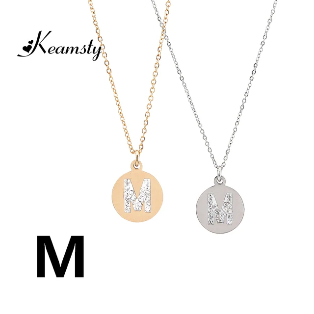 Keamsty Stainless Steel Tiny Letter M Necklace Initial Word Pendant