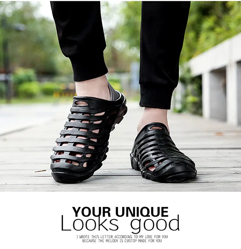 1 (30)Sandals Mesh Shoes Men Breathable Beach Slippers Sport Water Socks Hollow Aqua Wading Shoes Chaussure Homme