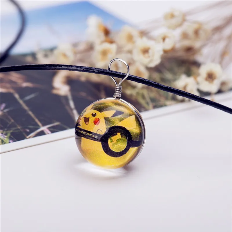 Популярное стеклянное ювелирное ожерелье Eevee Pokeball подвеска Pokemon Ball Персонализированное изображение ожерелье s - Окраска металла: 7