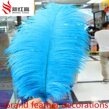 

new 5 PCS beautiful natural ostrich feathers 50 to 55 cm / 20 to 22 inches lake blue feather