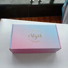 500 шт./лот изготовленный на заказ гофрированный картон Почтовая коробка с принтом цвета радуги с золотой фольгой логотип подарочная коробка для одежды