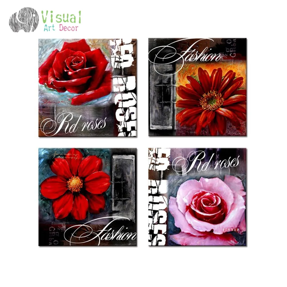 Rose Canvas Wall Art Rose Paintings For Wall Decor Unique Flower Canvas Wall Art Picture Wall Decal Paintings For Wall Rose Paintingart Pictures Aliexpress
