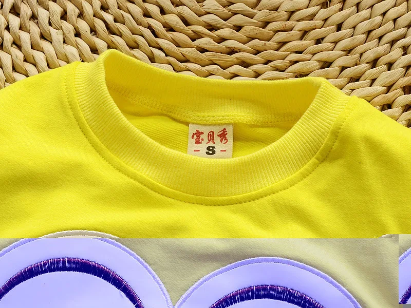 Комплект одежды для маленьких мальчиков, детская одежда г. Весенняя Детская футболка с длинным рукавом и рисунком для девочек+ штаны, костюмы из 2 предметов, костюмы миньонов