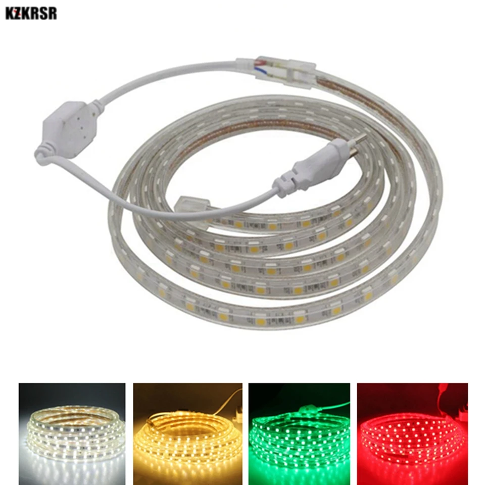 AC 220V Silicone Tube Waterproof 5050 SMD LED Strip light Tape 1M/2M/3M