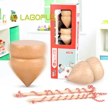 lagopus High Quality Whirlwind Spinner Spinning Top Gyroscope Peg-Top Drawstring Rotating Wooden Toy Chinese Classic Kids Toy magic prophetic spinning top die toy black white