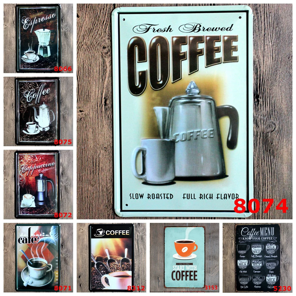 

1 Pcs Vintage Tin Sign Wall Decor Retro Metal Art Bar Pub Poster Coffee Espresso 20x30CM
