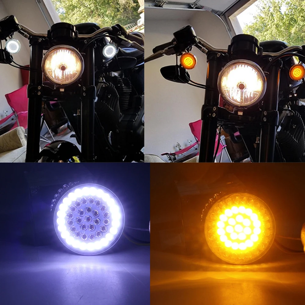 New Motorcycle Turn Signal Indicator Light Lamp 1157 LED Inserts Light with Halo for Harley Sportster Electra Glide Dyna FLSTF (3)