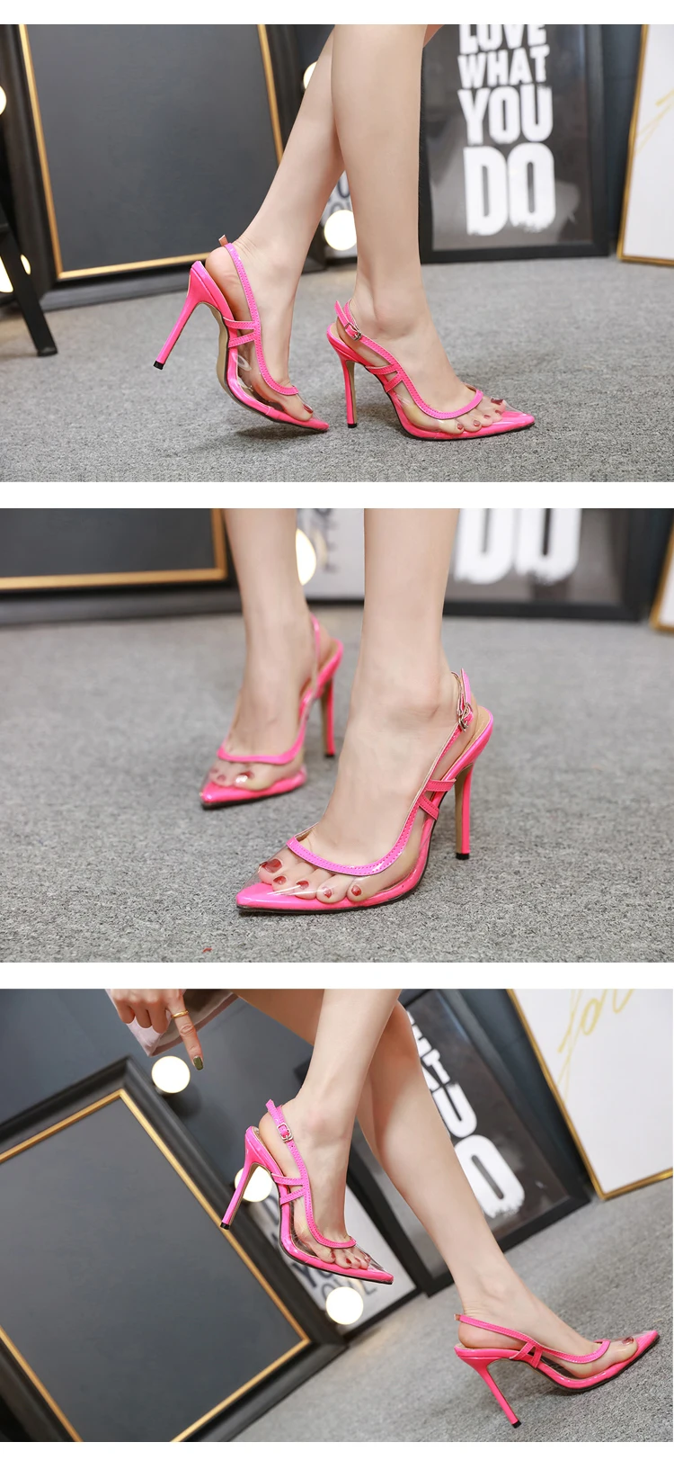 Aneikeh/ г. Пикантные туфли-лодочки из ПВХ женская обувь свадебные туфли на тонком высоком каблуке без шнуровки, повседневные туфли для танцев прозрачный ремешок с пряжкой, розовый, красный, зеленый цвета