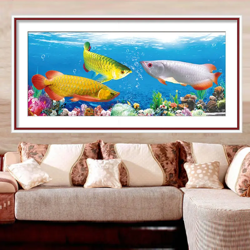 

Needlework 5D Diy Diamond Embroidery Diamond Painting Marine Fish Rubik's Cube Round Drill Hole Home Decoration