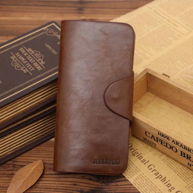 

2019 Buckle Double Wallet Wallet Luxury Mens Leather Long Wallet Pockets ID Card Clutch Bifold Purse #Zer