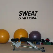 Sweat is Fat Crying Wall Decal In Home Gym Fitness Room Vinyl Sticker Workout Custom