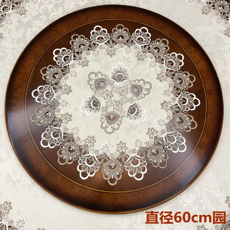 Preise Luxuriösen Doppel farbe spitze stickerei tuch kunst rund tischdecke tischläufer tischfahne staubabdeckungen Tischset