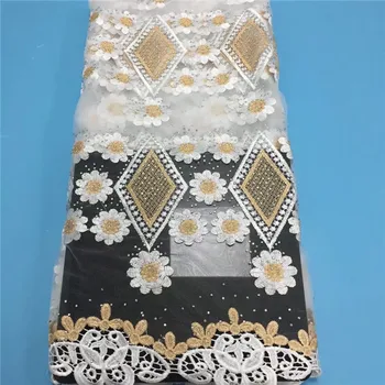 

African Lace Fabric 2019 Embroidered Nigerian Laces Fabric High Quality French Tulle Lace Fabric for Women Dress