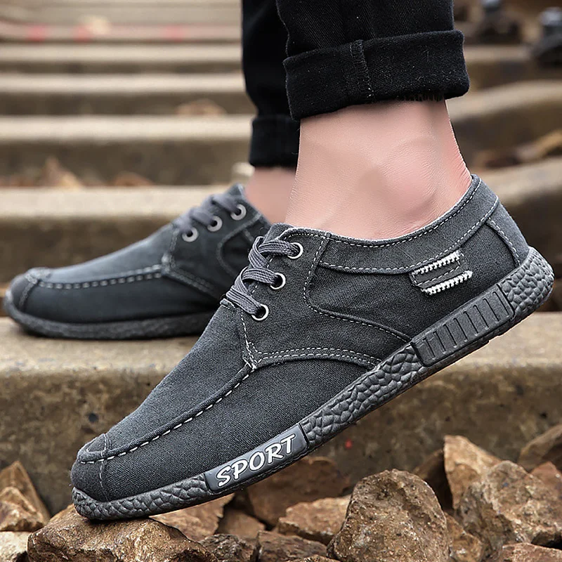 

Canvas shoes Lace-up Shoes men Gary/Blue/Black casual shoes men Hard-Wearing Sweat-Absorbant zapatillas hombre