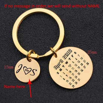 

Fashion Calender Keychain Personalized Custom Name And Date For Couple Wedding Anniversary Lovers' Special Date Trendy Gift