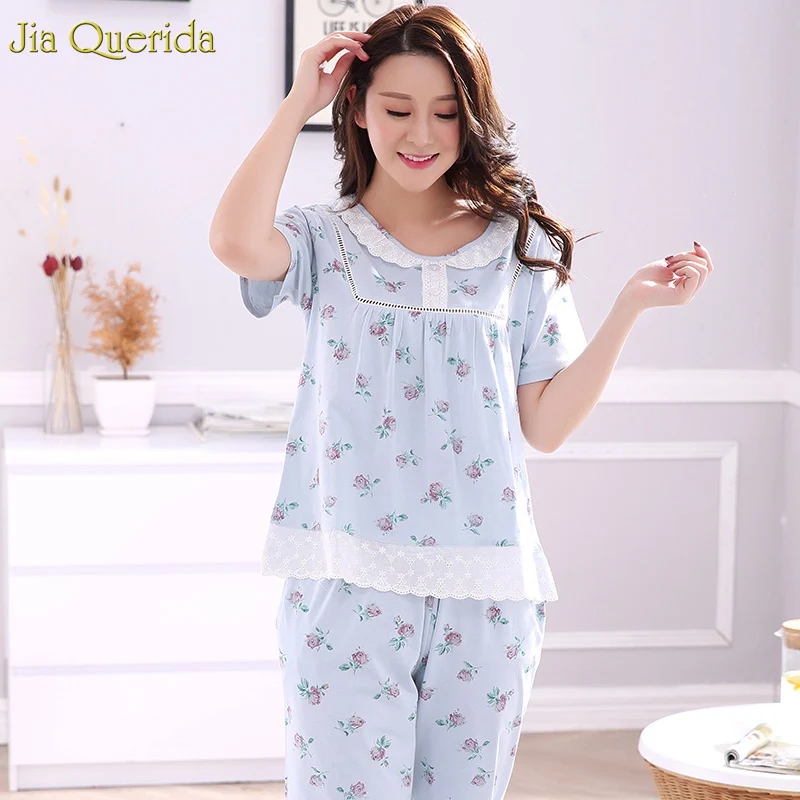 High Quality Women Sleepwear Brand Pajamas 100 Cotton Summer Short