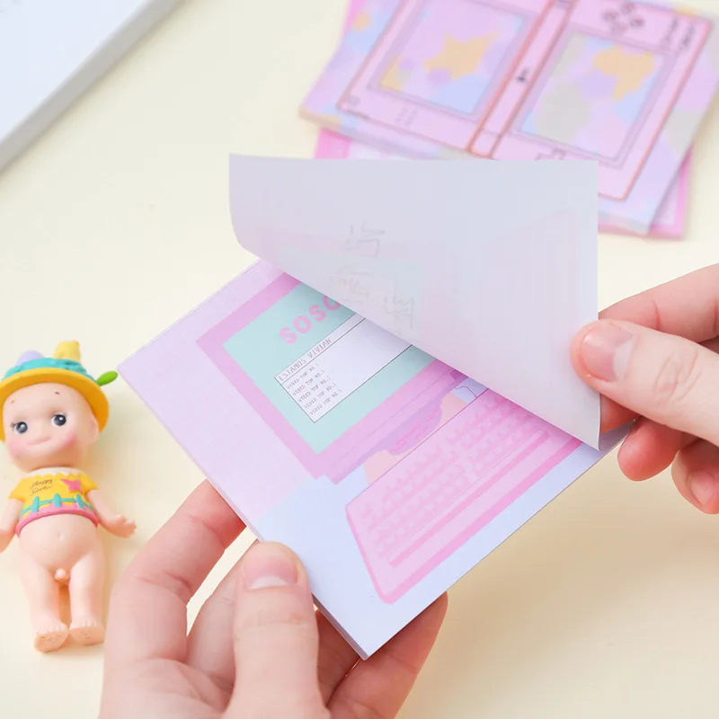 

Pink color sticky note Cartoon Game Boy Fall in Love Palette Colorcop memo pad Stationery kids gift Office School supplies CM156