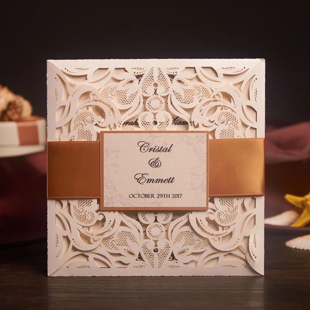 laser cut wedding invitations card and rsvp elegant
