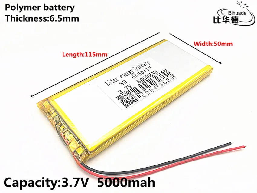 Polímero de Íon de Lítio Bateria de Iões de Lítio para o Brinquedo Banco do Poder Lote Qulity 3.7 v 5000 Mah 6550115 Gps Mp3 Mp4 10 Pçs - Bom - Image 3