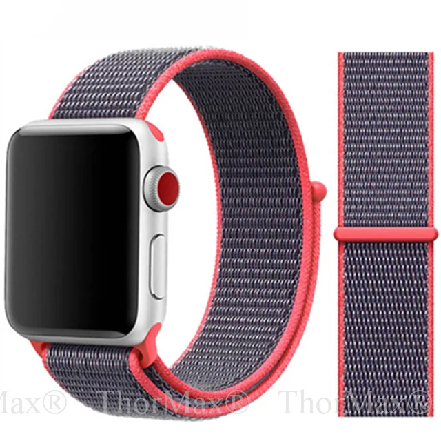 Для apple watch band 38 мм 42 мм 40 мм 44 мм 43 цвета нейлоновая петля Sporst ремешок нейлоновая тканая группа часов для iwatch 4 3 2 1 браслет - Цвет ремешка: 14-Electric Pink