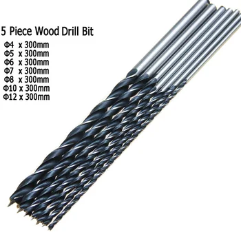 

7 Pieces 12" 300mm Extra Long Twist Brad Point Wood Drill Bit Set 4 5 6 7 8 10 12mm Woodworking Drilling Tool