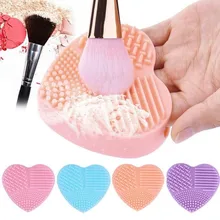 1PC Makeup Brush Cleaner Silicone Heart Shape Finger Glove Washing Scrubber Board Cosmetic Brush Cleaning Mat Pad Tool silicone makeup brush cleaning mat washing tools hand tool large pad sucker scrubber board washing cosmetic brush cleaner tool
