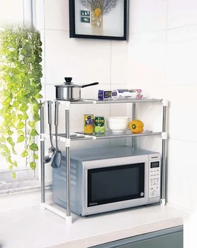 

Professional Silver Multifunctional Microwave Oven Rack Kitchen Shelves