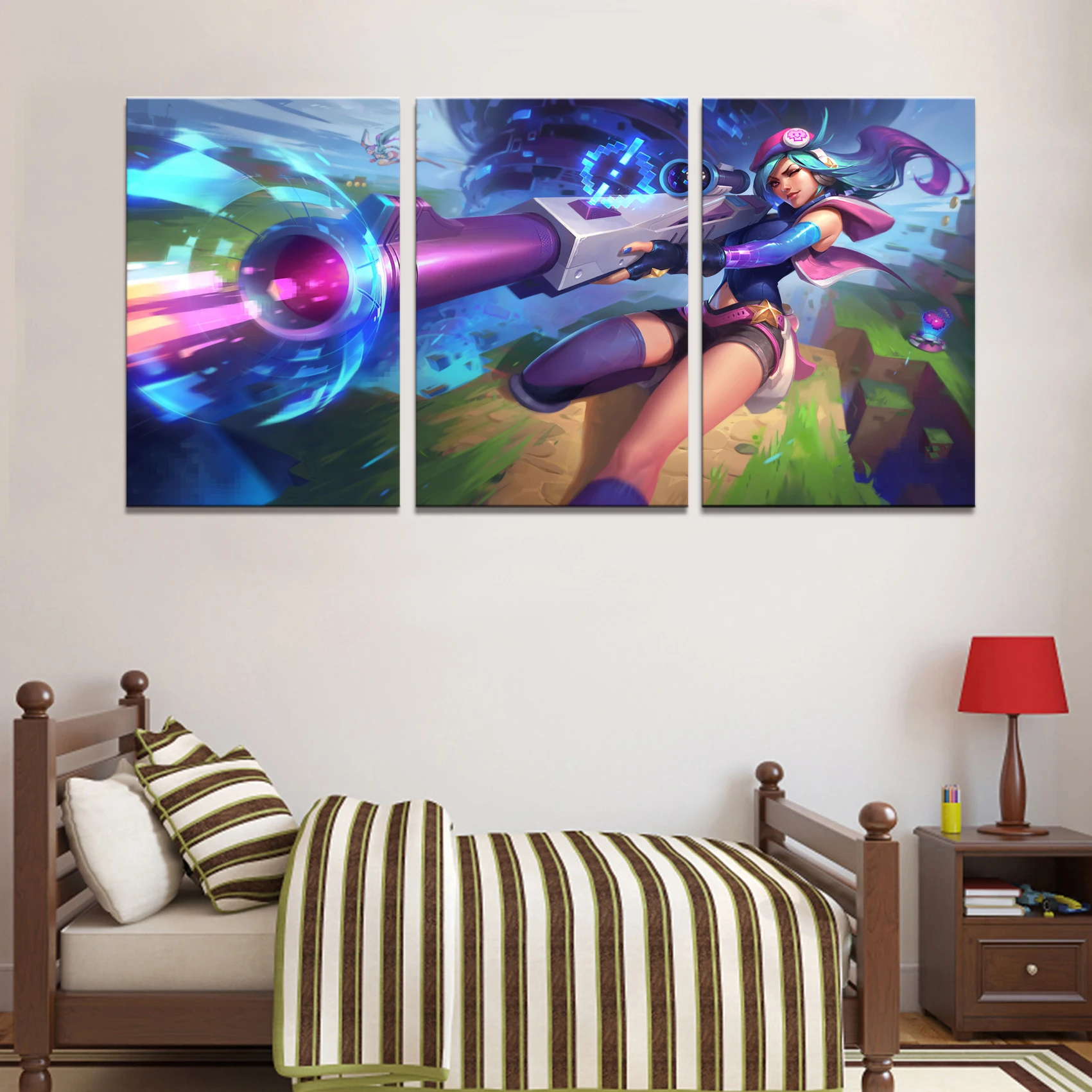 

Home Decor Poster Pictures Prints Canvas 3 Piece Modular LOL League of Legends Caitlyn Game HD Living Room Decorative Painting