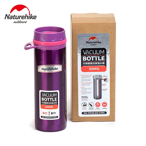 NatureHike Спортивная бутылка из нержавеющей стали для кофе термос чашки кружки термос бутылка 500 MLThermocup стакан вакуумная колба - Цвет: Фиолетовый