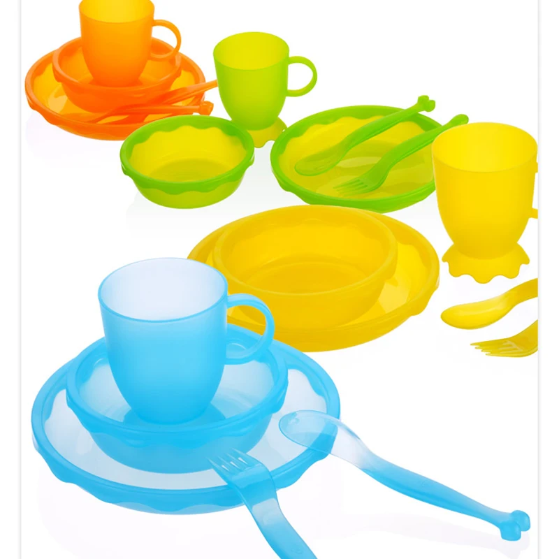 New Children Tableware BPA Free Plastic Baby Food Set Kids Dinnerware Plate Bowl Cup Fork Spoon Infant Dishes For Toddlers Baby  (12)