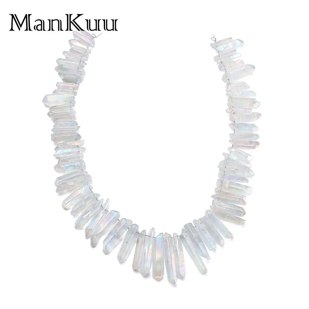 Mankuu White Clear Crystal Pendant Column Irregular Pillar Natural Healing Stone Pendants For DIY Jewelry Making | Украшения и