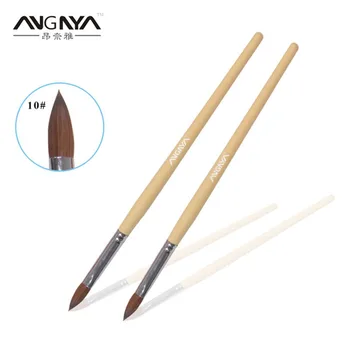 

5Pcs/Lot ANGNYA Acrylic Nail Art Brush Yellow Wood Handle Kolinsky Sable Professional Brush Size 10# Oval