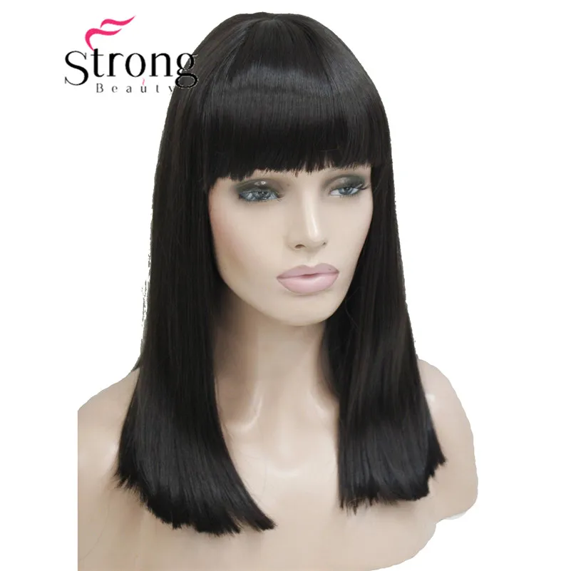L-5339+15 #4 Medium length heat ok dark brown dot skin top theater cleopatra wig (4)