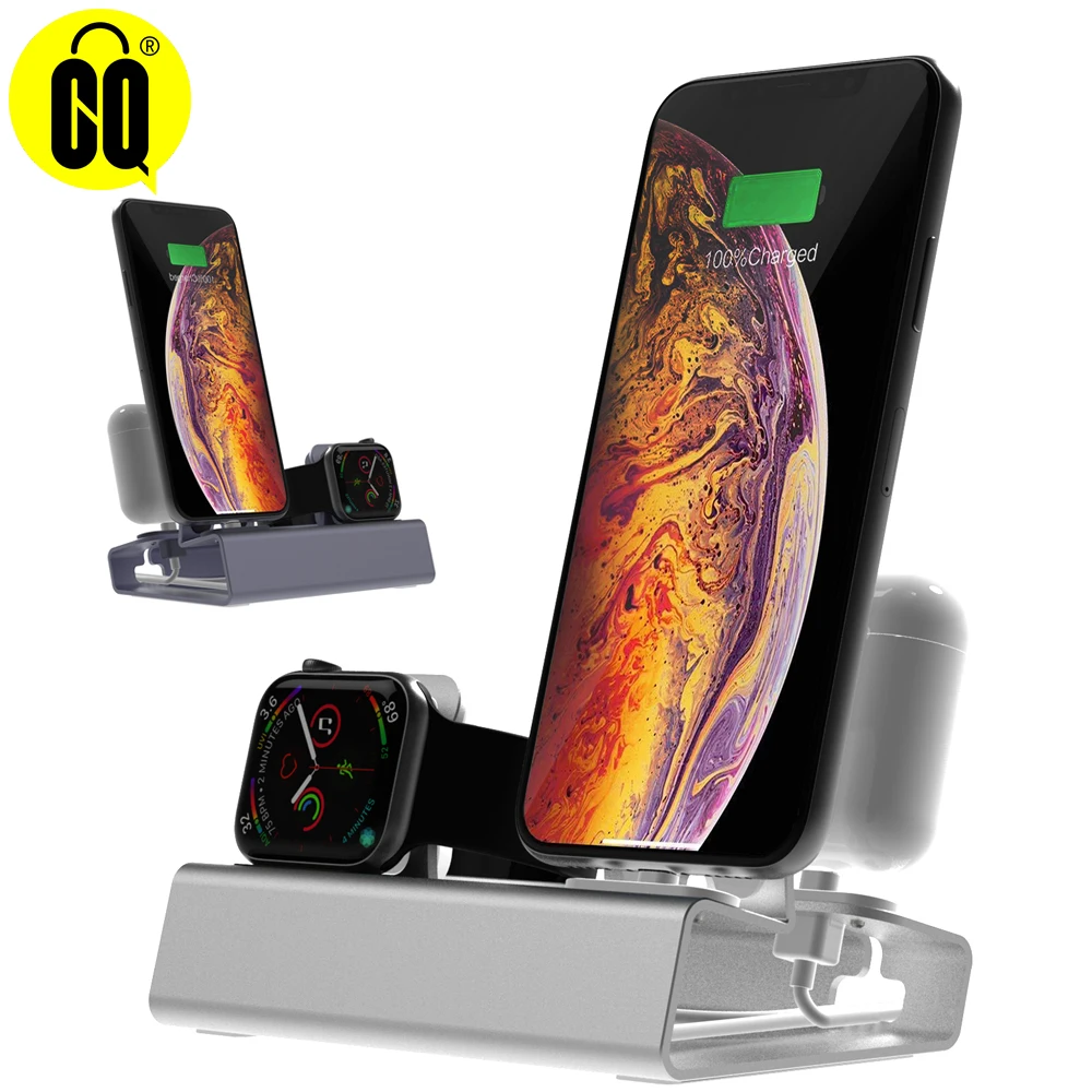 Для Iphone X XR MAX 8/7/6/5/SE Алюминиевая Подставка для зарядки док-станция Apple watch